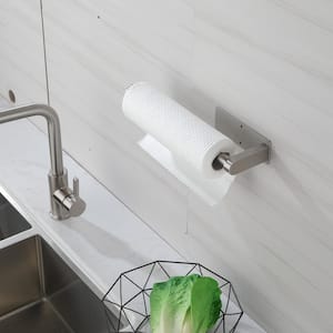 PHANCIR Kitchen Paper Towel Holder Wall Mount Under Cabinet Self Adhesive/Drilling  Kitchen Paper Holder Matte Brushed Nickel 
