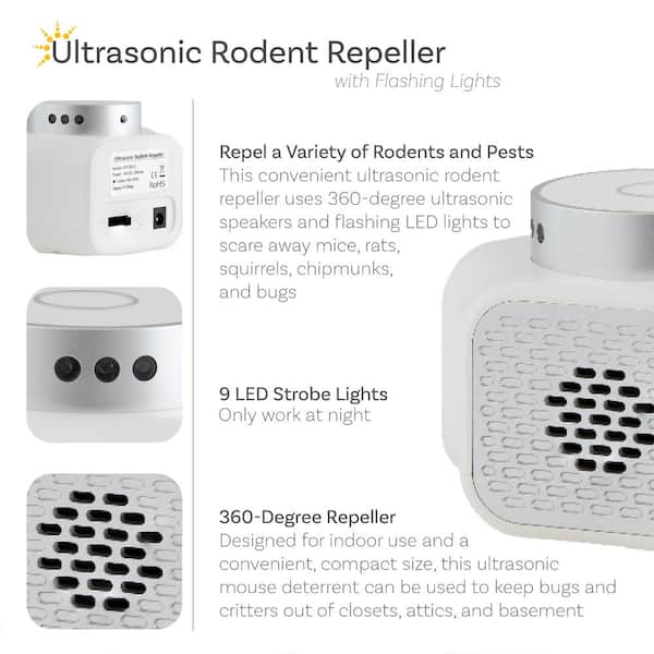 Sunnydaze 360-Degree Indoor Rodent Repellent with Flashing LED