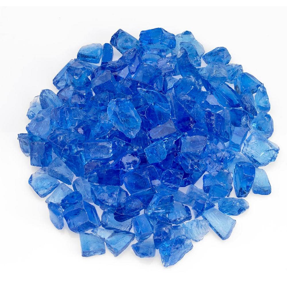 Medium Light Blue Recycled Decorative Fire Pit Glass, 10 lbs