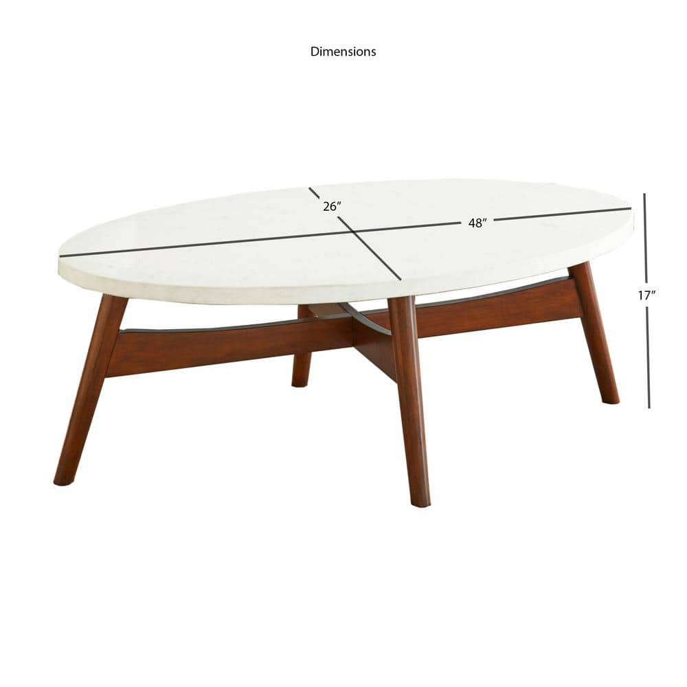 Serena 48" Brown and White Oval Wood Cocktail Table