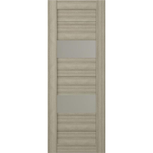 Belldinni Berta 28 in. x 96 in. No Bore Solid Core 2-Lite Frosted Glass Shambor Wood Composite Interior Door Slab