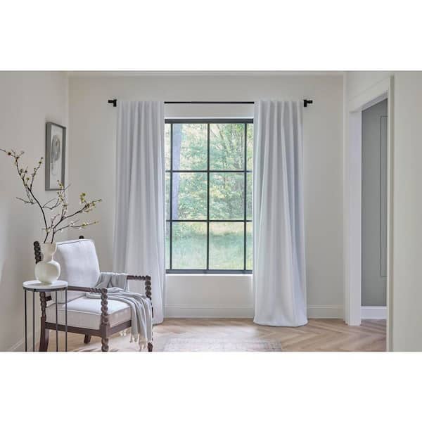 36 in. - 72 in. Telescoping 1 in Single Rod Deco Bracket Kit in Matte Black with Elevated Cap Finial