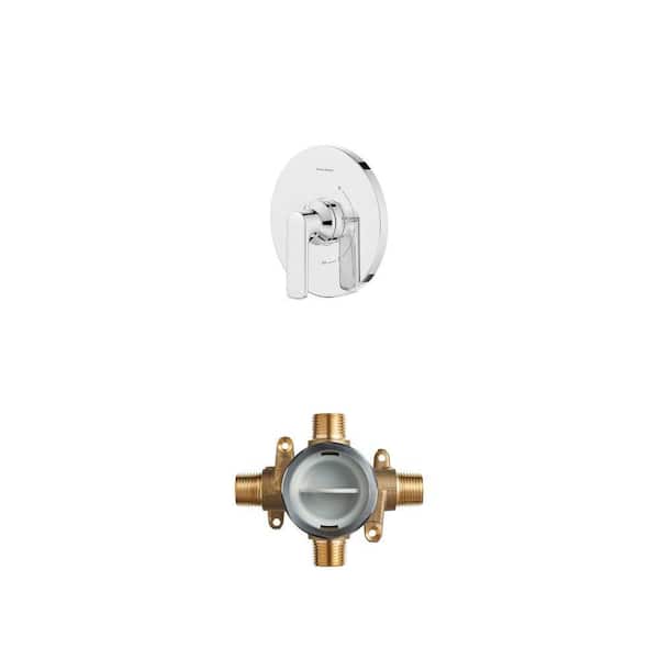 Flash Shower Rough-In Valve with Universal Inlets/Outlets and Aspirations Single-Handle Wall Mount Trim
