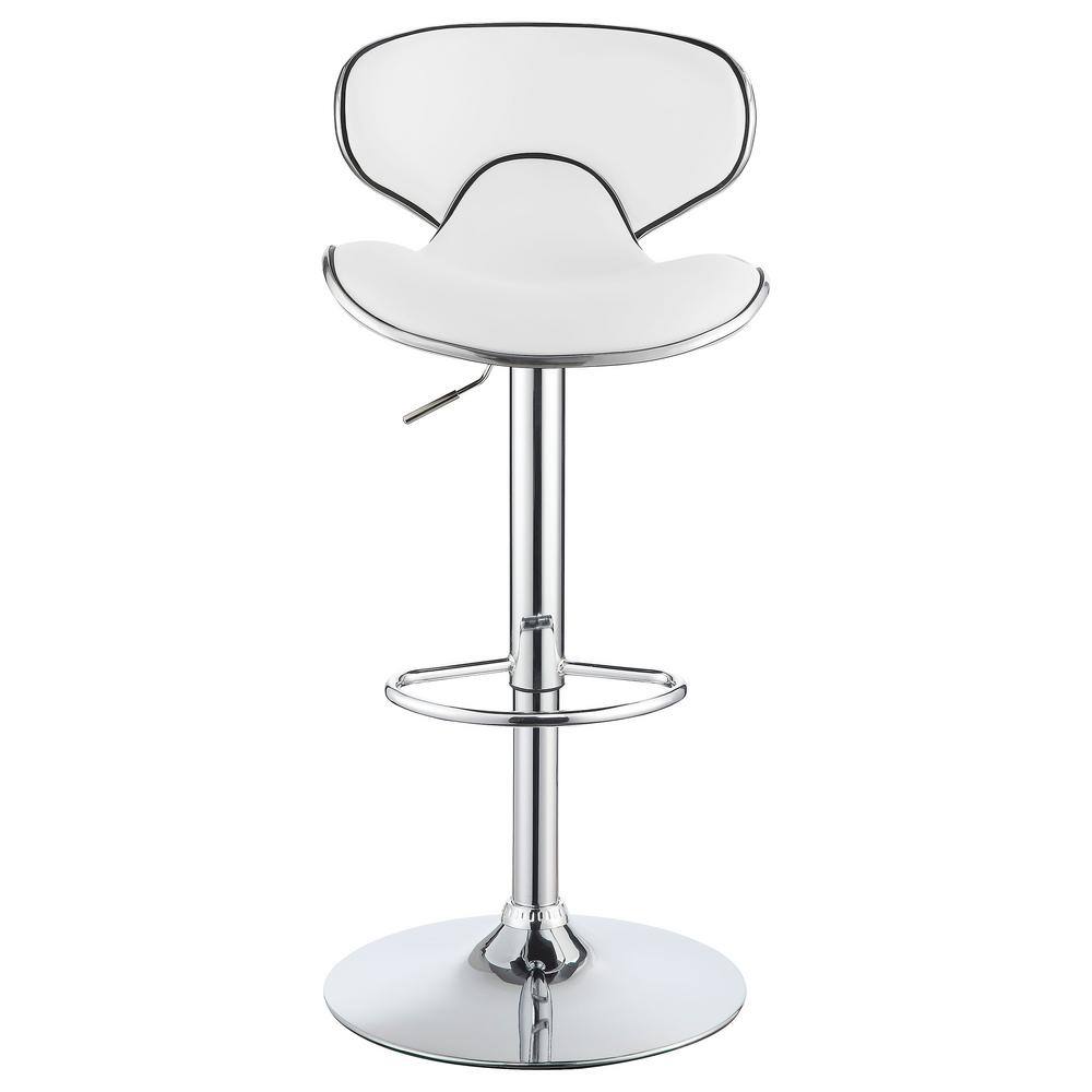 White Faux Leather Adjustable Swivel Bar Stools with Chrome Base