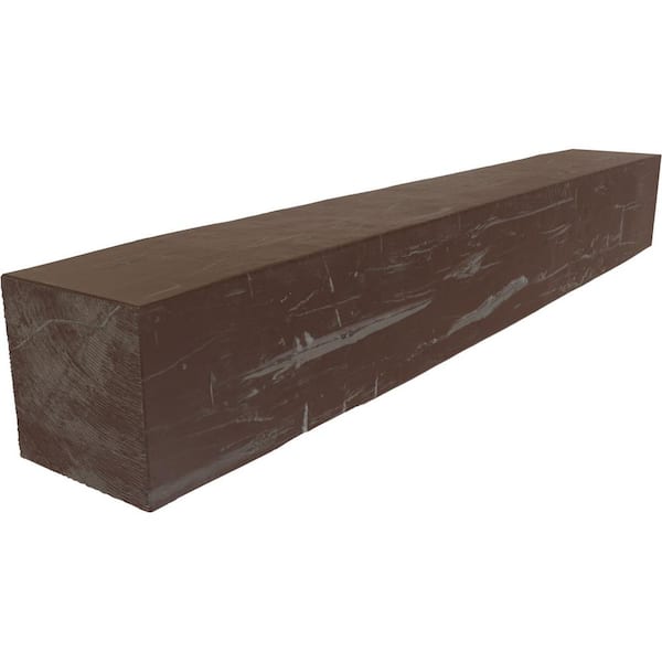 Ekena Millwork 4 in. x 4 in. x 5 ft. Hand Hewn Fireplace Mantel Aged Pecan Faux Wood Beam