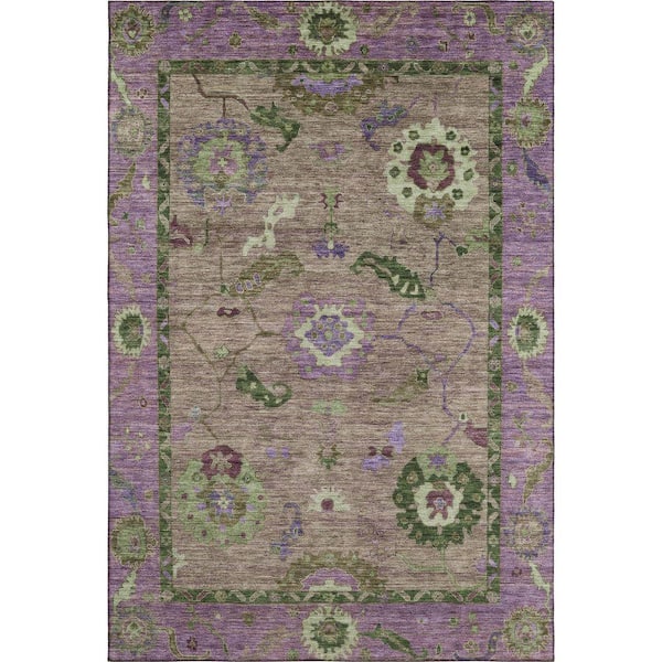 Mayfield Premium Machine Washable Abstract AMF2230 Brown 5 ft. x 7 ft. 6 in. Area Rug