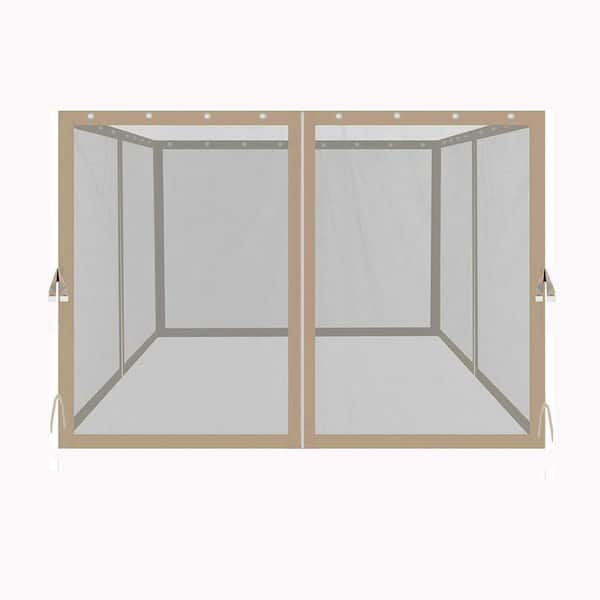 10 ft. x 10 ft. Gazebo Replacement Mosquito Netting with Zippers, 4-Side Mesh Walls for Patio Gazebos