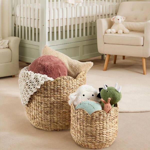 Brown 19 in. x 18 in. Wicker Decorative Basket Set of 3 ZSKY10929