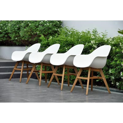Minimalist Outdoor Dining Chairs, White Modern Patio Dining Chairs