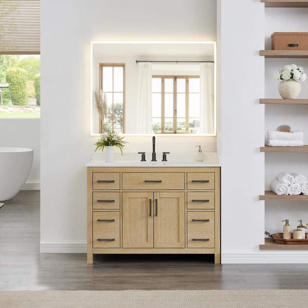 Beckett 48 in. Single Freestanding Whitewashed Oak Bath Vanity with Top price history on PriceWatchPro