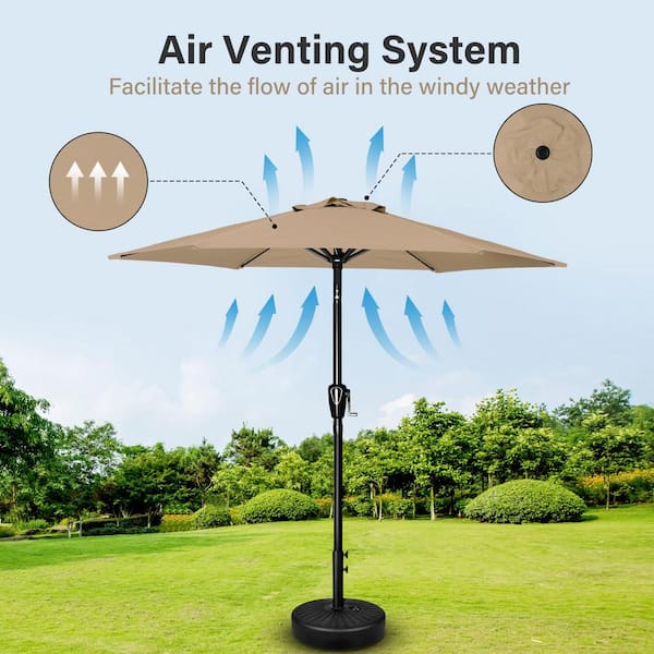 Unbranded 7 .5 ft. Outdoor Patio Table Market Umbrella, 90 in. Tall Matte Pole Extension with Button Tilt/Crank for Backyard Tan