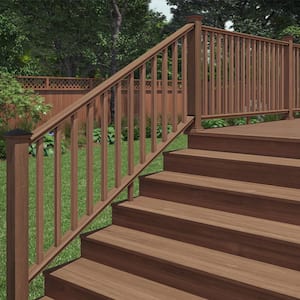 6 ft. Walnut-Tone Southern Yellow Pine Moulded Stair Rail Kit with SE Balusters