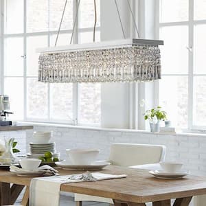 5-Light Rectangle Chrome Chandelier with K9 Crystals