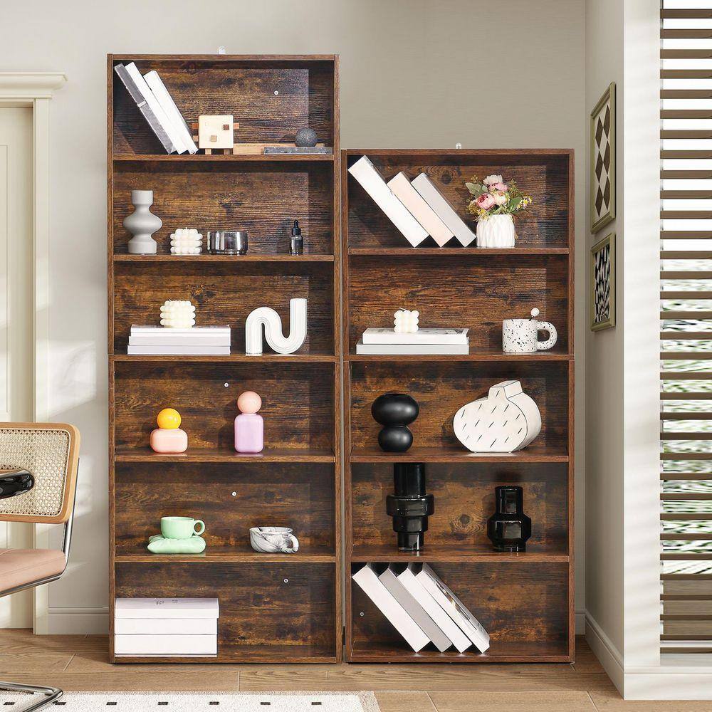 WONDER COMFORT Industrial 53 in. Tall Rustic Brown Wood 5-Shelf
