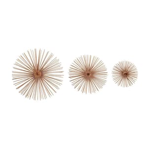 CosmoLiving by Cosmopolitan Copper Glass Contemporary Abstract Wall Decor (Set of 3)