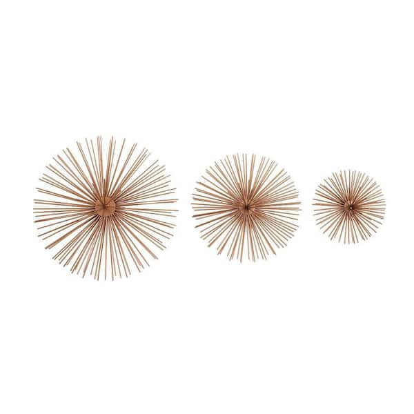 CosmoLiving by Cosmopolitan Metal Copper 3D Starburst Wall Decor (Set of 3)