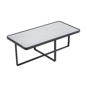 47.24 in. Minimalism Rectangle Sintered Stone Tabletop Coffee Table with Metal Frame