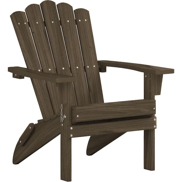 Light Brown Weather-Resistant Outdoor Folding HDPE Adirondack Chair (1-Pack)