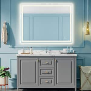 48 in. x 36 in. Memory Frameless Anti-Fog Wall Mounted LED Light Rectangular Bathroom Vanity Mirror with Touch Button