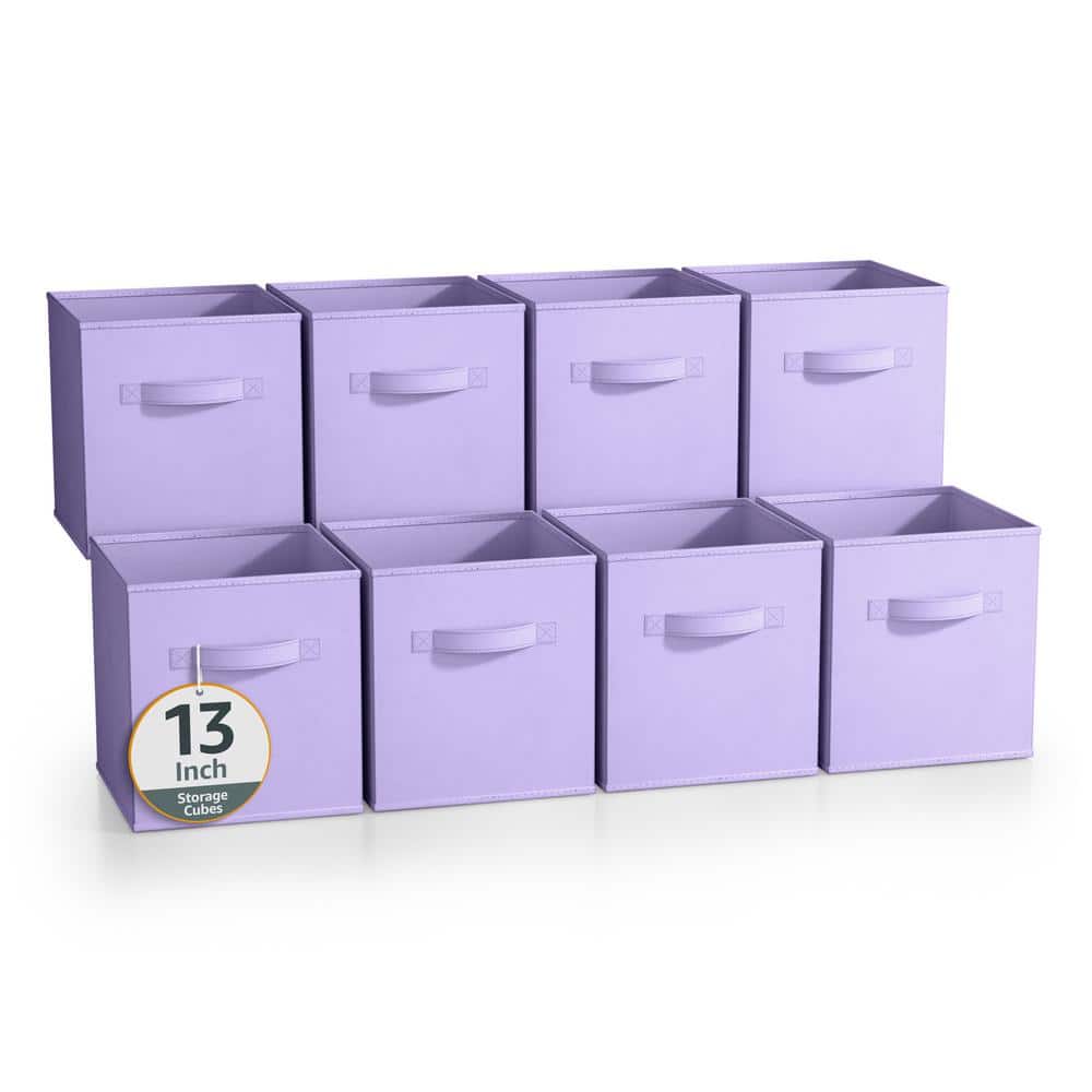 Storage Cubes with Handles, Purple 13 in. x 13 in. H Fabric Decorative Bask