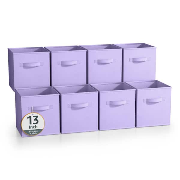 Sorbus Storage Cubes with Handles, Purple 13 in. x 13 in. H Fabric Decorative Basket (Set of 8) Large Foldable Closet Organizer