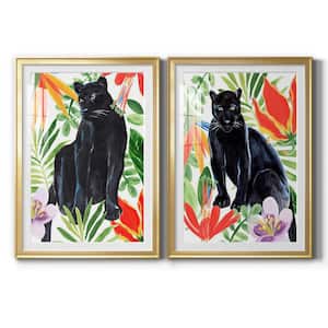Flower Crown Cats I by Wexford Homes 2-Pieces Framed Abstract Paper Art Print 18.5 in. x 24.5 in.