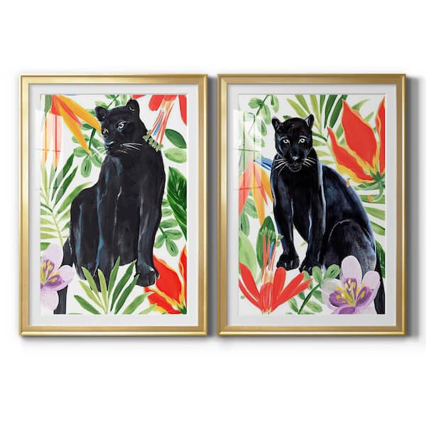 Wexford Home Flower Crown Cats I by Wexford Homes 2-Pieces Framed Abstract Paper Art Print 18.5 in. x 24.5 in.