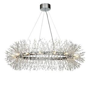 47in.16-lights Modern Glam Firework Chrome Crystal Chandelier For Living Room and Dining Room- Bulb Included