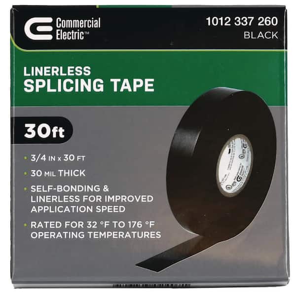 3/4 in. x 30 ft. Linerless Rubber Splicing Tape, Black