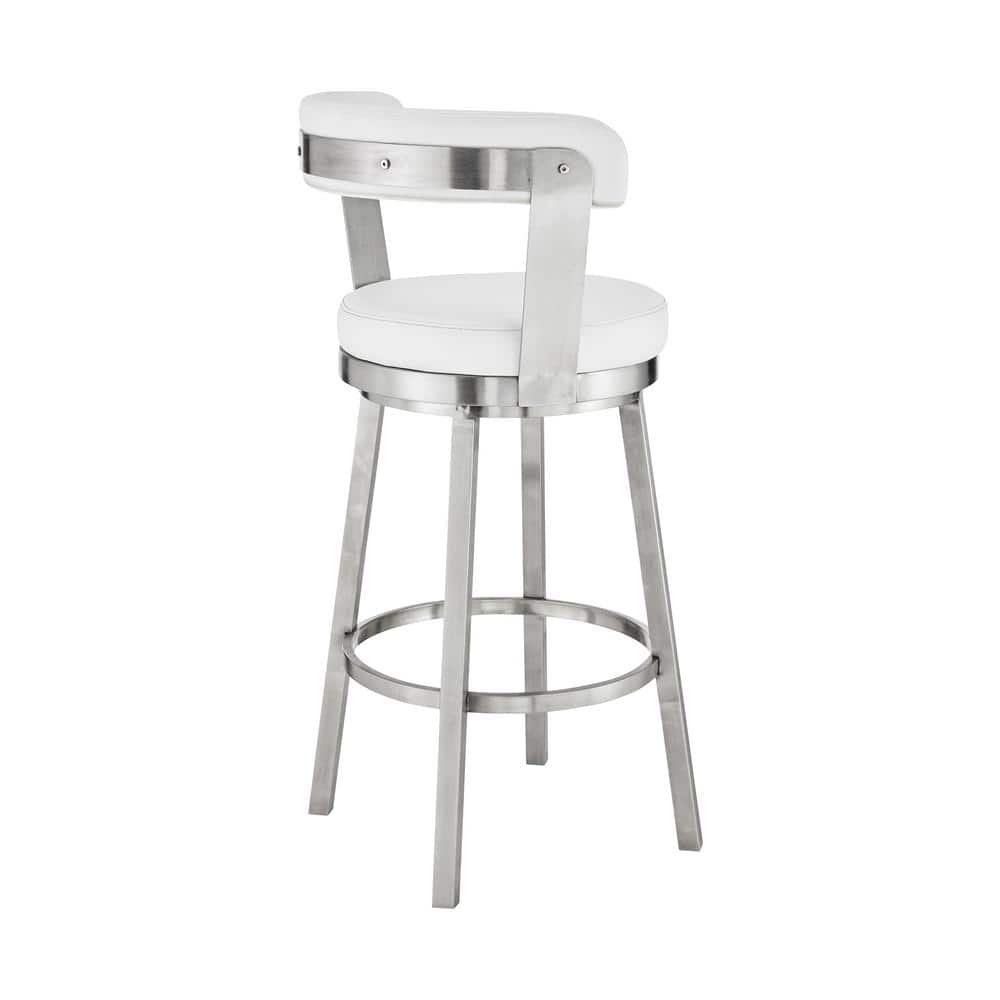 Bryant 26" White Faux Leather Swivel Counter Height Bar Stool