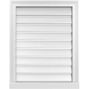 22 in. x 28 in. Vertical Surface Mount PVC Gable Vent: Functional with Brickmould Sill Frame