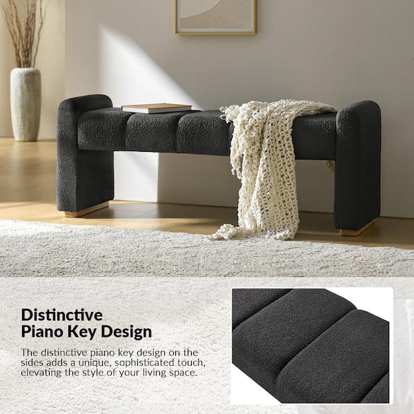 JAYDEN CREATION Elisa Black Modern Upholstered Bedroom Bench
