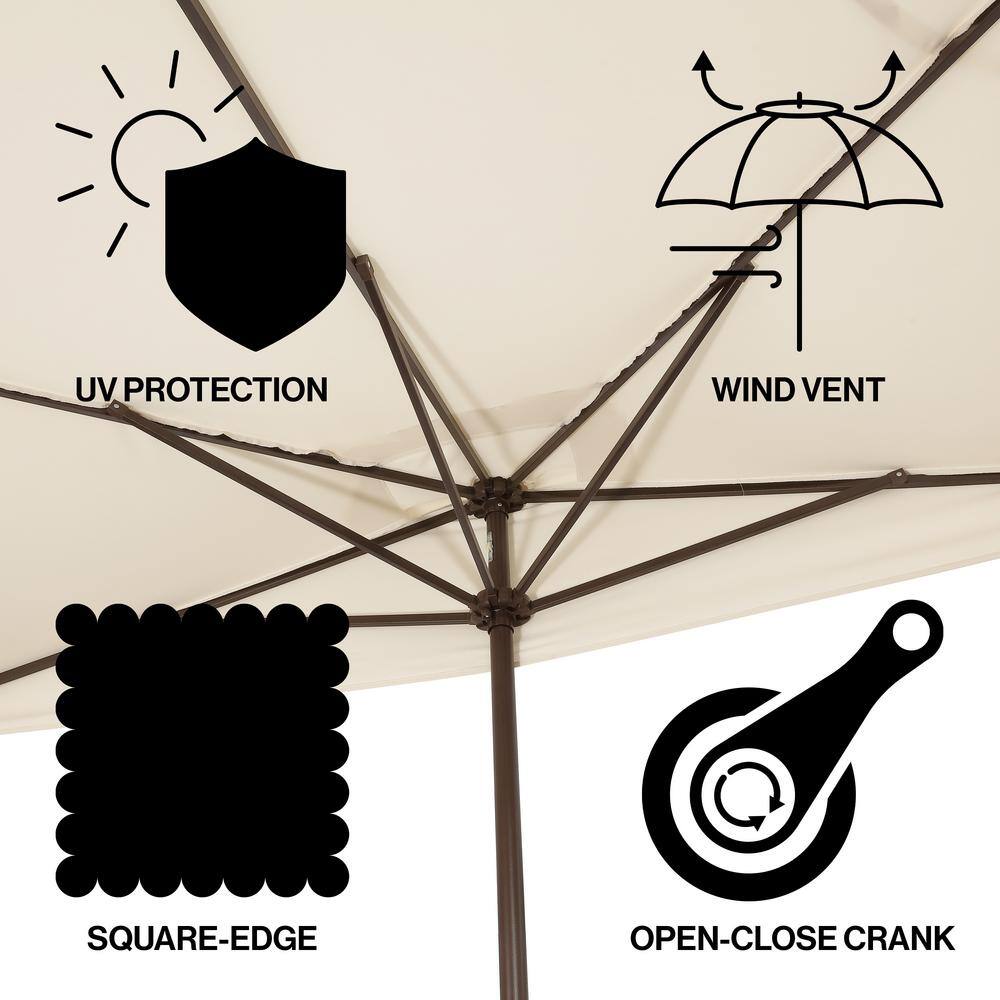 Sidney Cream Aluminum Half Market Patio Umbrella with Crank