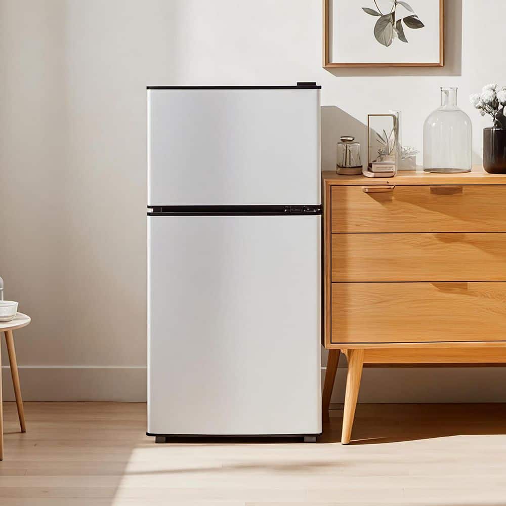 INSTER 3.5 Cu.Ft Mini Refrigerator in Silver with Freezer,Double