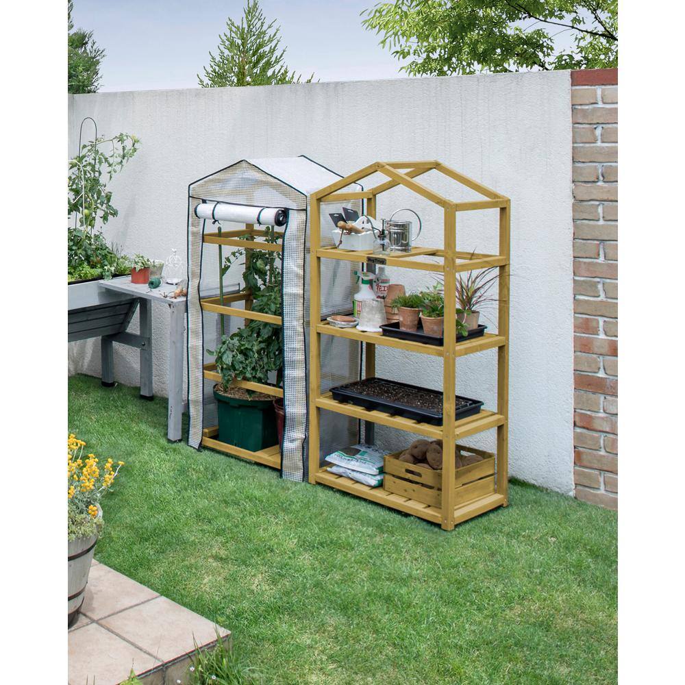 Forest-Friendly Compact Cedar Mini Greenhouse with PE Cover, 2'x5'