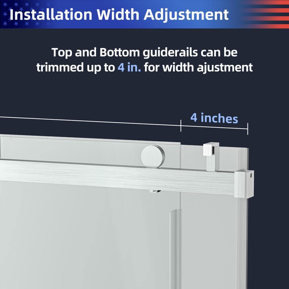60'' x 76'' Frameless Sliding Shower Door in Brushed Nickel with Tempered Glass