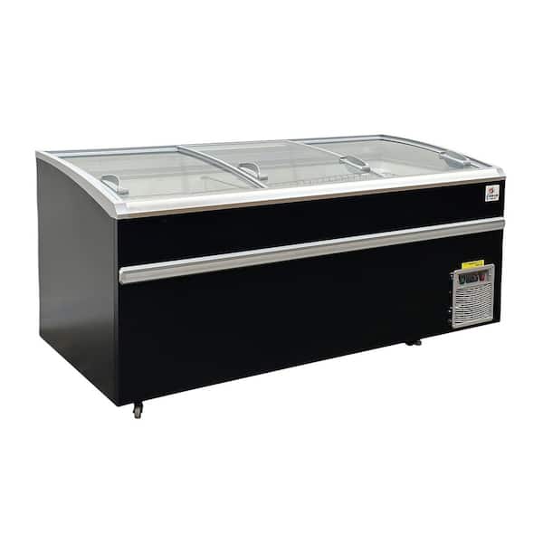 Cooler Depot 83 in. W, 33.7 cu. ft Manual Defrost Chest Freezer Meat Deli Case Display in Black
