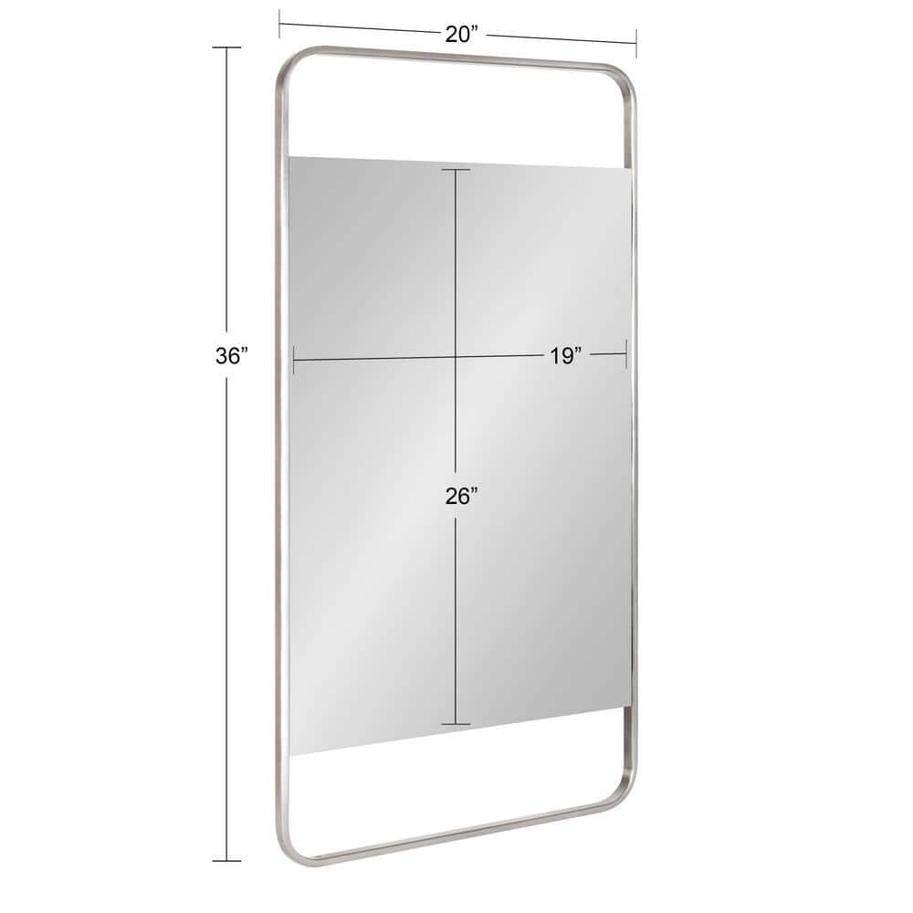 Sophisticated Silver Metal Framed Rounded Rectangular Vanity Mirror 20"x36"