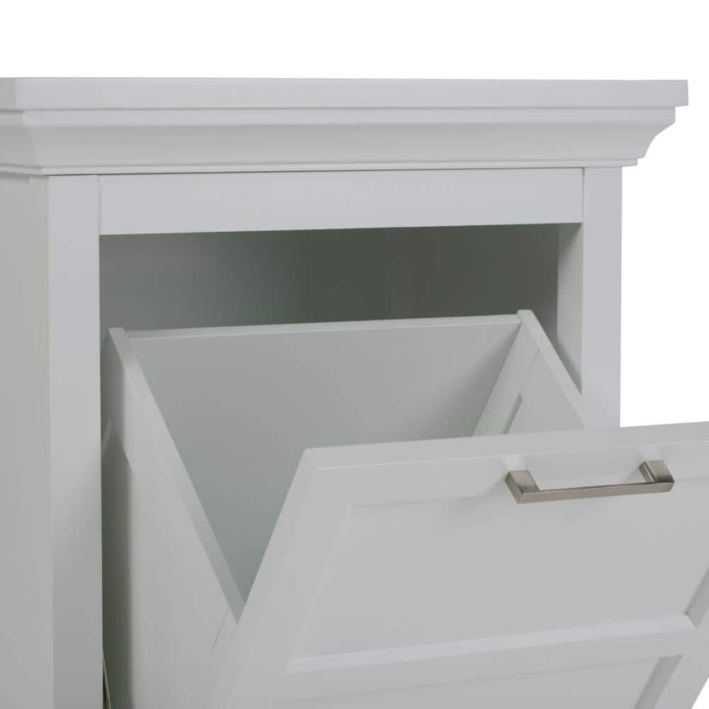 Pure White Tilt-Out Wooden Laundry Hamper Cabinet