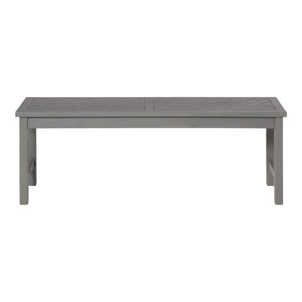 Walker Edison Furniture Company Grey Wash Acacia Wood Modern Outdoor Dining Bench