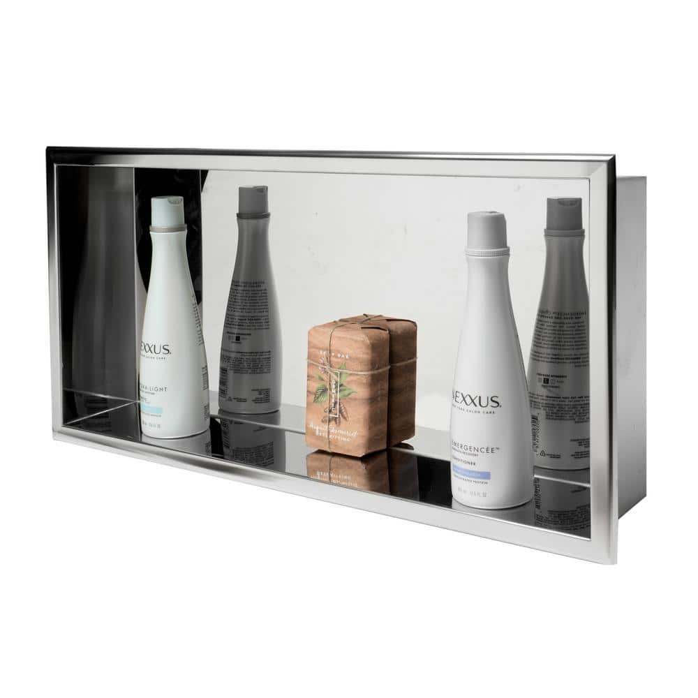 Polished Stainless Steel Horizontal Shower Niche Shelf