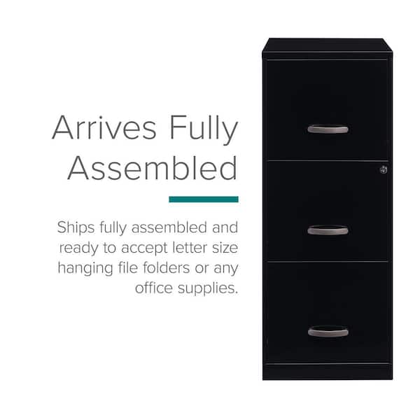 Lorell SOHO 3 Drawer Vertical File Cabinet Black