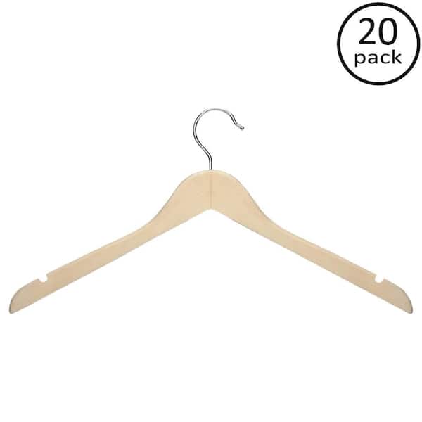Brown 20 Pack Solid Wood Non-Slip Hangers with Hanging Bar 