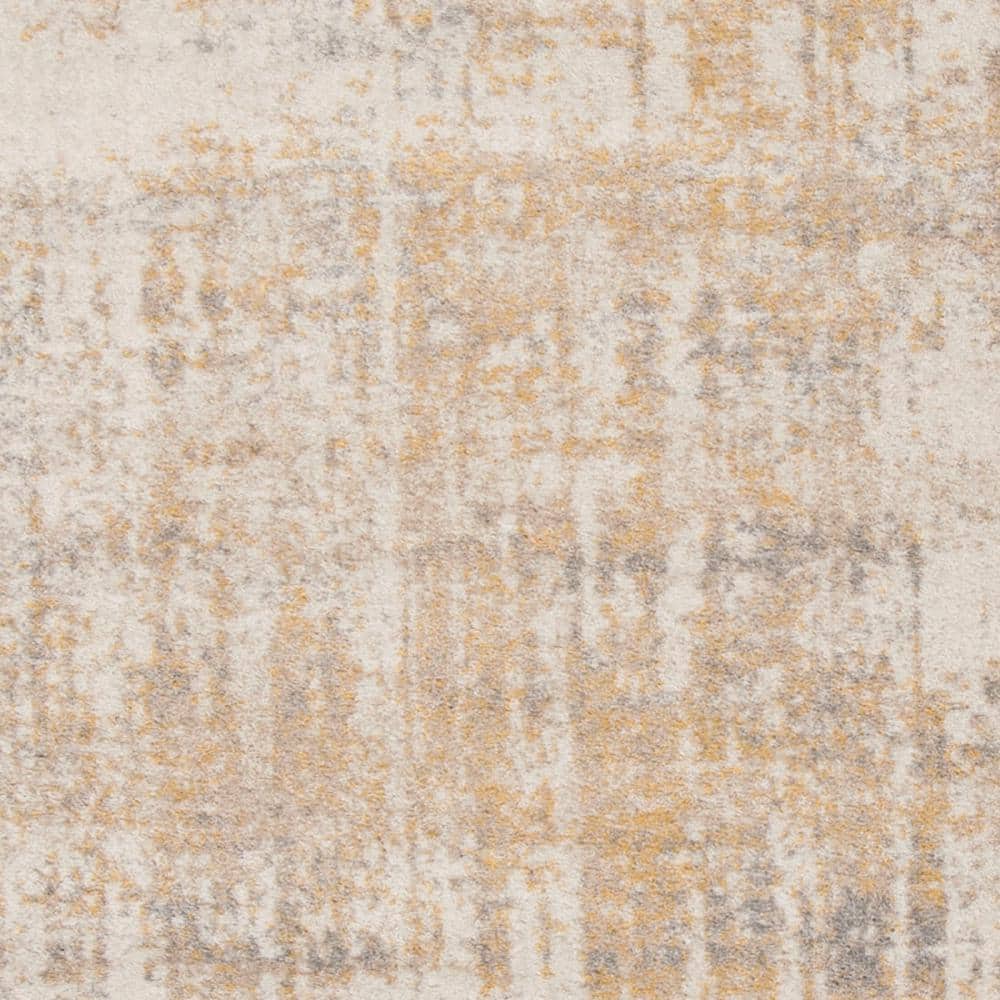 Gray and Gold 9' x 12' Synthetic Rectangular Area Rug