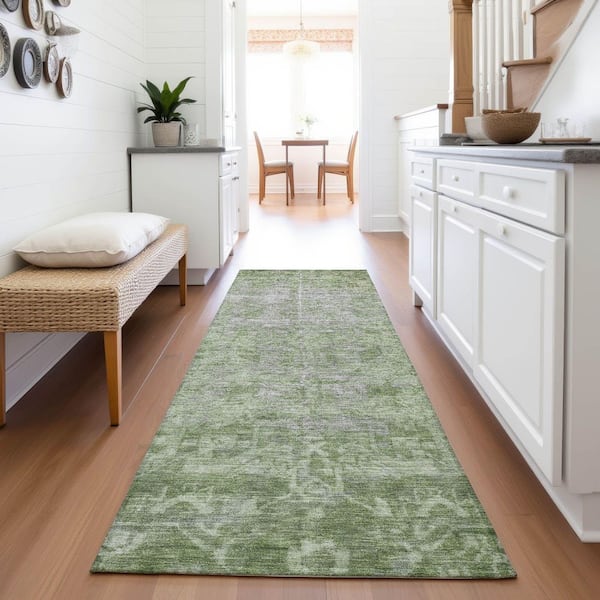 Mayfield Premium Machine Washable Abstract AMF1228 Fern 2 ft. 3 in. x 7 ft. 6 in. Runner Rug