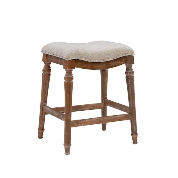Collins Big and Tall Brown Counter Height Stool with Padded Saddle Seat
