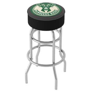 Milwaukee Bucks Logo 31 in. Green Backless Metal Bar Stool with Vinyl Seat