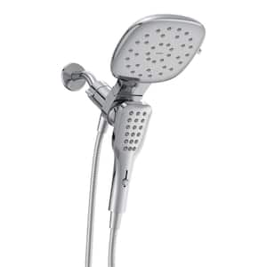 Verso Square 8-Spray Pattern Dual Wall Mount and Handheld Shower Heads 7 in. Shower with Infiniti Dial in Chrome