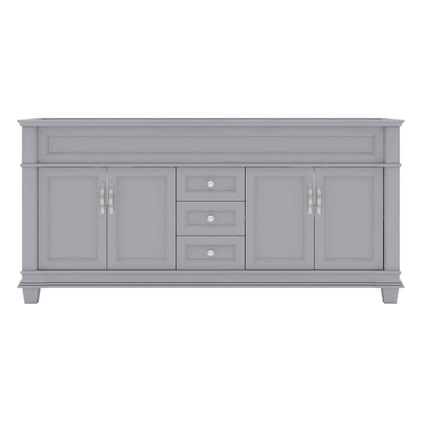 Virtu USA Victoria 72 in. W x 22 in. D x 34 in. H Double Sink Bath Vanity Cabinet without Top in Gray
