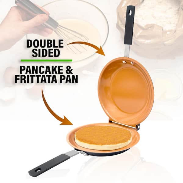 Non-stick Frying Pan, Double Side Pancake Pan Ceramic Coating Flip